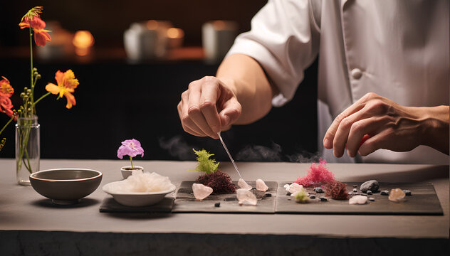 Naklejki Japanese Omakase Sushi, premium form of culinary art from Asia