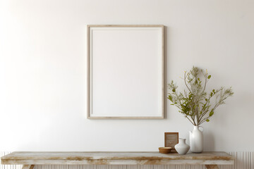 Frame mockup at home, farmhouse hallway interior background