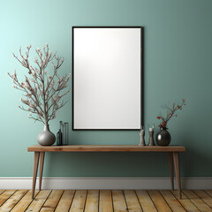 Frame mockup close up in empty interior background