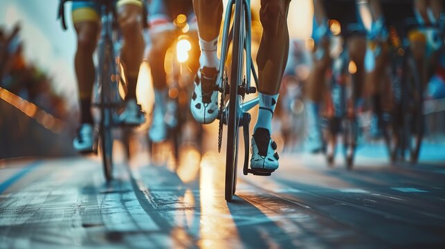 Intense race moment captured as cyclists push their limits on velodrome surface