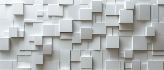 Elegant wall white 3D tiles in geometric pattern