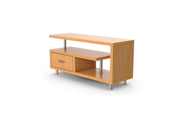 wooden TV cabinet isolated on white background