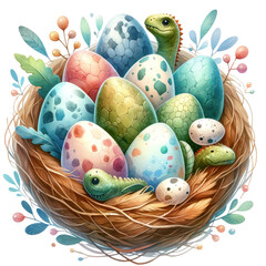 watercolor dinosaur eggs transparent background