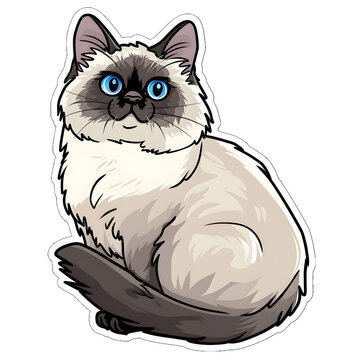 Birman cat cute sticker | High Quality | Transparent PNG	