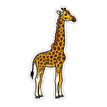 Cartoon giraffe cute sticker | High Quality | Transparent PNG	