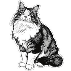 Fototapeta premium Norwegian forest cat cute sticker | High Quality | Transparent PNG 