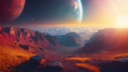 sunrise over the mountains World of heaven