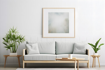 Mockup frame in Scandinavian living room interior