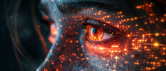 Vision of the Future: Close-up of Eye with Digital Data Points
