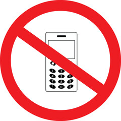 Mandatory sign prohibiting the use of telephones in this area in vector illustration format.