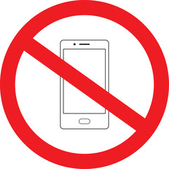 Required sign prohibiting the use of smartphones in this area in vector illustration format.