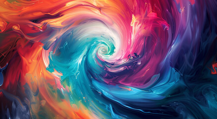 Swirling Vortex of Colors in Abstract Acrylic Digital Painting. - obrazy, fototapety, plakaty