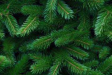Beautiful seamless pattern with fir tree branches, coniferous forest endless texture. Evergreen nature background. Christmas or new year backdrop. - 762935857