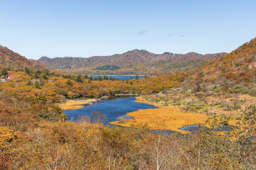 日本の風景・秋　上毛三山　紅葉の赤城山　鳥居峠からの眺望