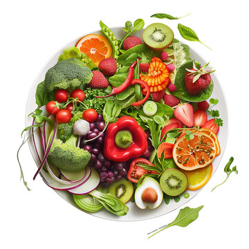visual display of colorful fruits and vegetables arranged in an appetizing salad bowl. Reminiscent of the essence of freshness and good health