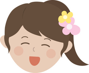 봄꽃 머리 귀여운 어린이 웃는 얼굴