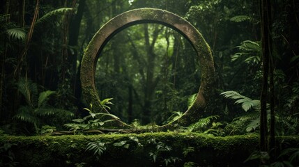 Tropical rainforest fantasy portal. Jungle background.