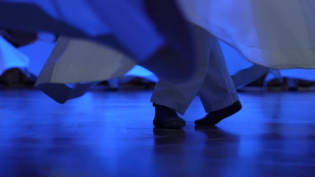 Sufi Whirling Dervishes Video,  Foot Details While Whirling Dervishes Dancing, Konya  Turkiye (Turkey)	