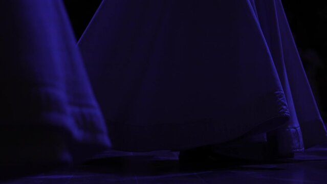 Sufi Whirling Dervishes Video,  Foot Details While Whirling Dervishes Dancing, Konya  Turkiye (Turkey)	