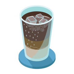 アイスカフェラテ_アイソメトリックのイラスト