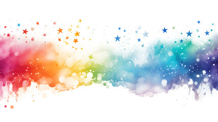 A rainbow colored on white and transparent background with stars, created - obrazy, fototapety, plakaty
