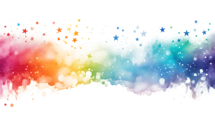 Foto op Canvas A rainbow colored on white and transparent background with stars, created © SHOHIDGraphics