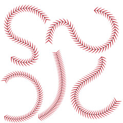 Baseball lace ball illustration isolated symbol set. Vector white background sport design. Vector illustration