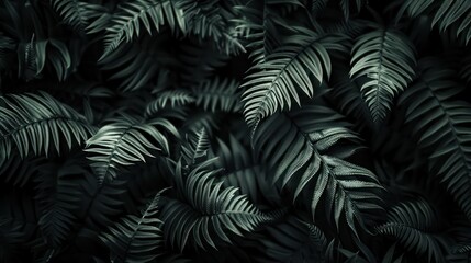 Moody Close-up of New Zealand Fern Leaves
