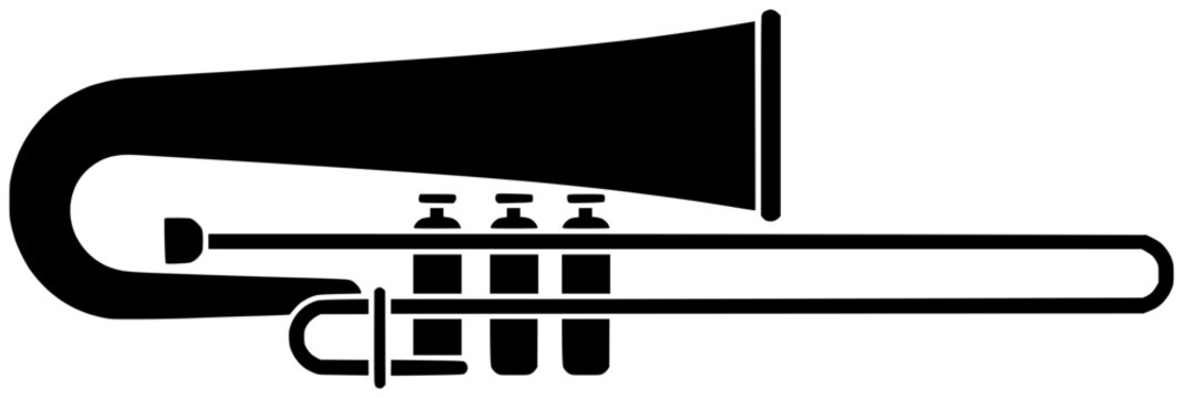 black trombone musical instrument silhouette clip art preview