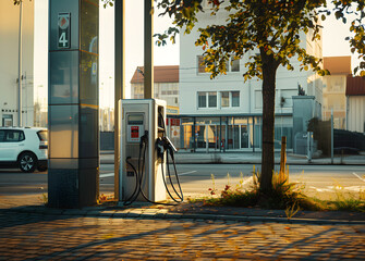 Green Energy Hub: Parking Lot Featuring Electric Car Charging Stations