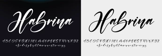 Foto op Plexiglas  Signature Font Calligraphy Logotype Script Brush Font Type Font lettering handwritten © kuku
