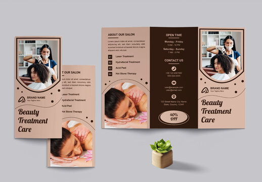 Beauty Treatment Care Trifold Brochure Template