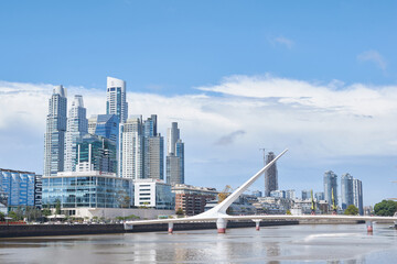 Harbor Buildings and Puente de la Mujer Bridge