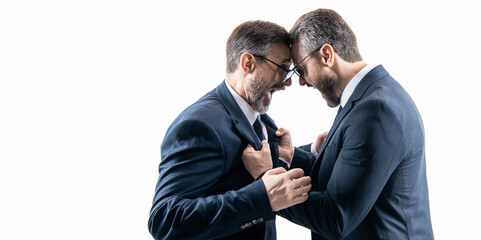 businessmen having conflict fight in business. fighting between boss and employee. business fight....