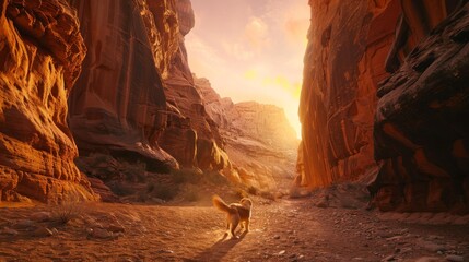 Golden Canyon Sunset with Lone Dog