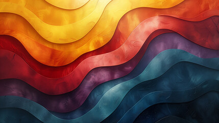 Abstract Multicolored Wavy Layered Design
