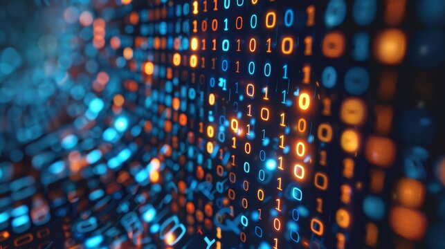 Abstract digital grid with binary code symbolizing technology-driven finance world