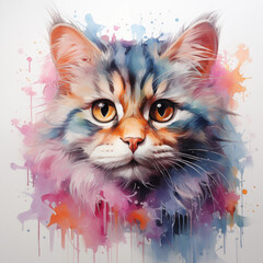 Cat clipart watercolor pastel jpg file