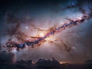 Amazing  milkyway, featuring a unique blend of pastel hues and cosmic dust.

