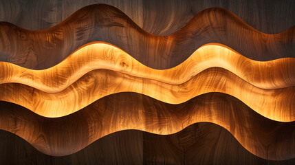 backlit wood panel, enhancing the texture and creating depth through shadows