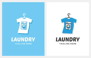Laundry and Dry Cleaning T Shirt Hanger logo design icon vector