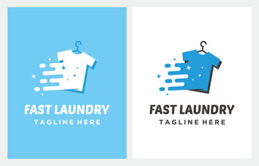 Laundry and Dry Cleaning T Shirt Hanger logo design icon vector