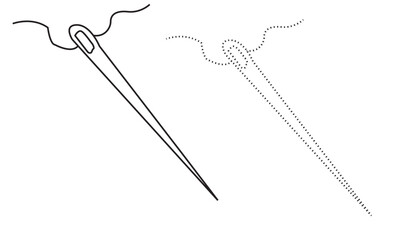 neddle Needle with thread isolated on white background. Neddle icon. Flat vector stock illustration
