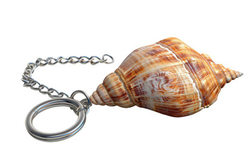 3D Render Keychain Featuring Sea Shell isolated on transparent background