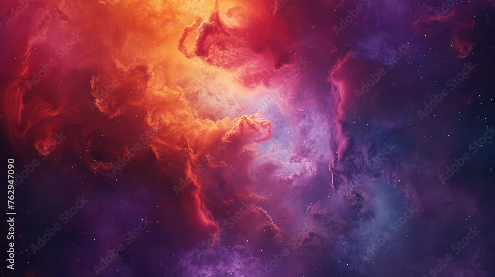 Poster harmonious nebula cloud patterns swirling in abstract shape, colorful cosmic digital art background