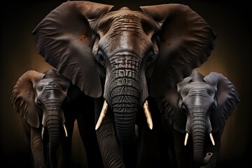 Elephants of Tsavo, black background