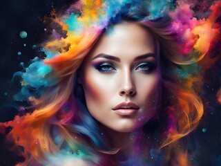 Fantasy abstract portrait of beautiful young woman