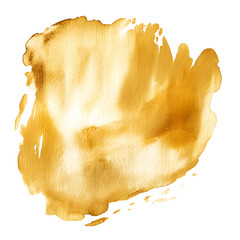 Fototapeta premium Gold watercolor stain on white and transparent background. Abstract Gold watercolor hand paint.