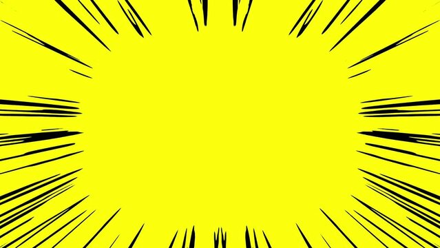 Japanese manga speed line, cartoon line. yellow speed line on black background