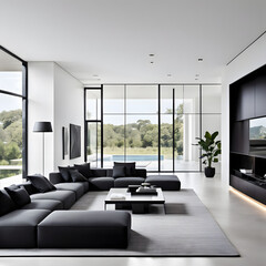 living room interior, Generative AI